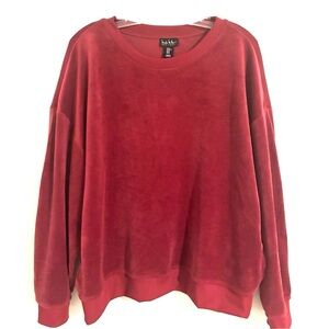 Nicole Miller Size XL Deep Red Soft Velvet Sweatshirt Top